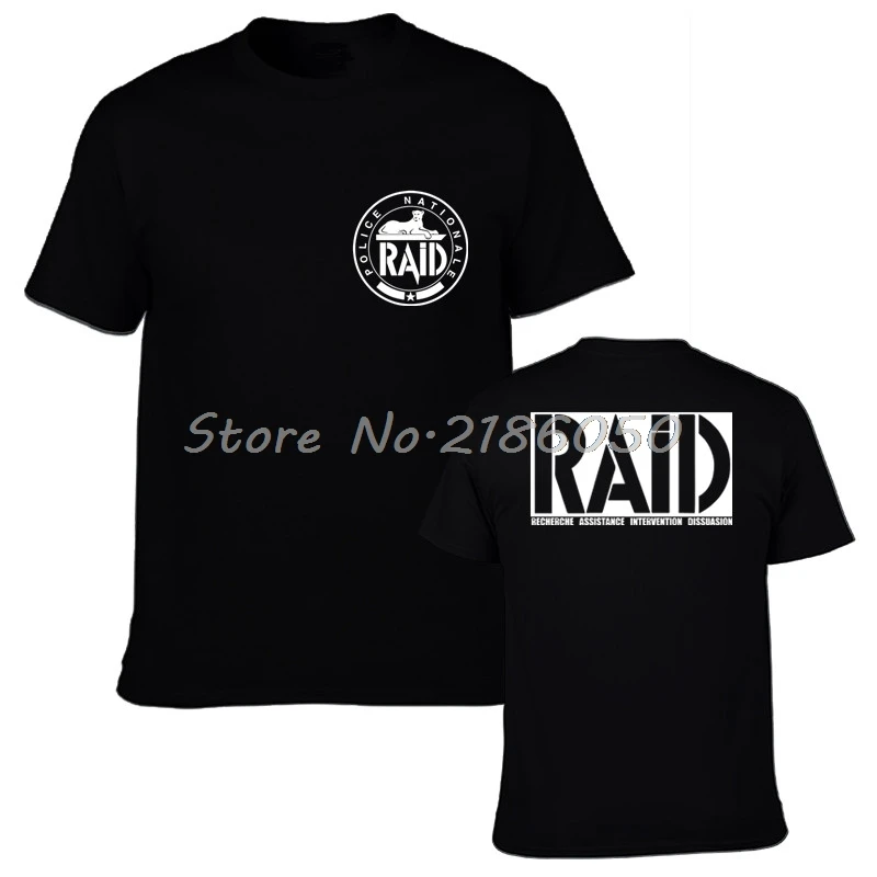 Франция французский специальные Elite полиции блок огнж Raid BRI Черная Футболка Tee