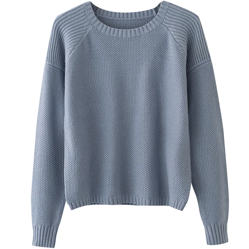 На осень-зиму с длинным рукавом Твердые вязаный свитер в Корейском стиле