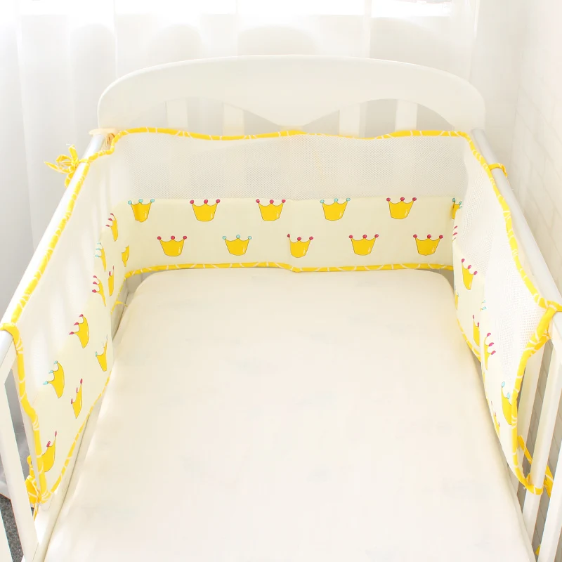 Yellow Crown 1 шт. сетчатые бамперы для детской кроватки, дышащие, звездная Корона, дерево, облако, детские постельные принадлежности, лайнер для детской кроватки, кровать вокруг протектора - Цвет: Yellow Crown