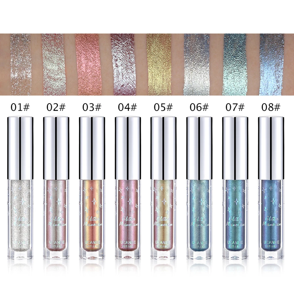 Блеск Мерцающий сливочный жидкие тени для век Водонепроницаемый глаз сияющая Косметика Макияж набор