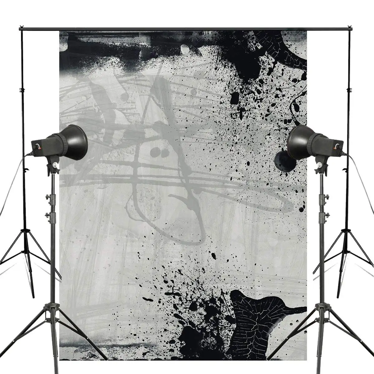 

5x7ft Exquisite Black White Inked Photography Backdrop Gray Background Art Photo Studio Backdrop Props