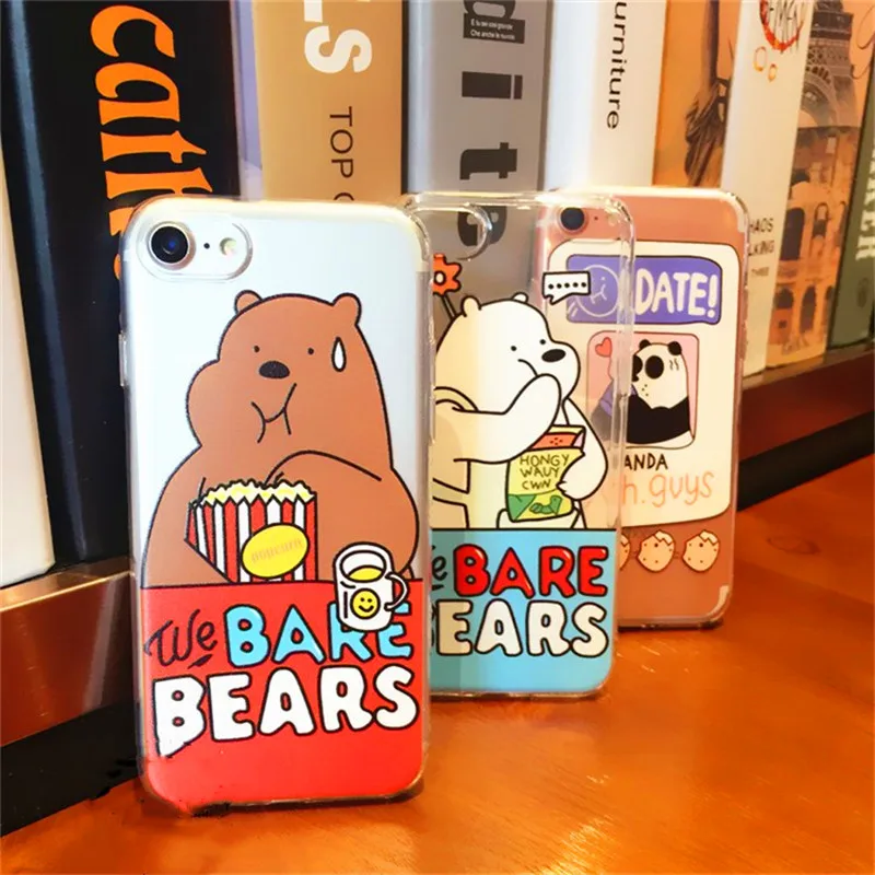 Прозрачный мягкий чехол для телефона из ТПУ с рисунком медведя панды iPhone 5 5S SE 6 S 7 8