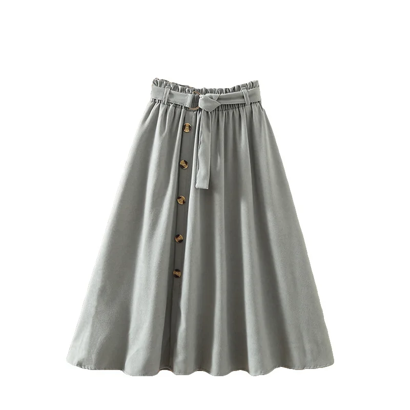 

2020 Spring New Arrival High Waist Suede Saias Na Altura Do Joelho Fashion Large Pendulum Umbrella Ladies Skirts clothes