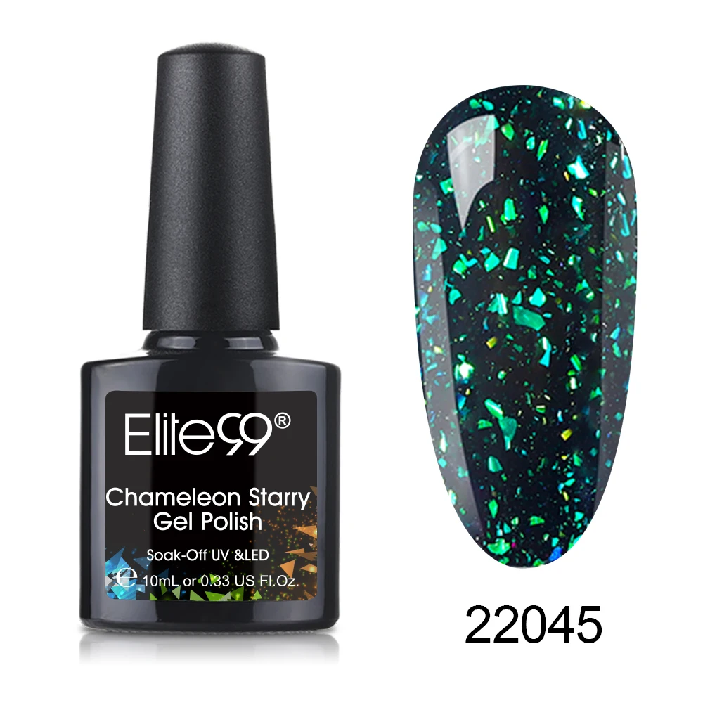 22045 Elite99 Nail Art Design 10ML Soak Off Enamel UV Gel Nail Polish Lacquer Varnish Chameleon Gel Polish Black Based LED Lamp - Цвет: 22045