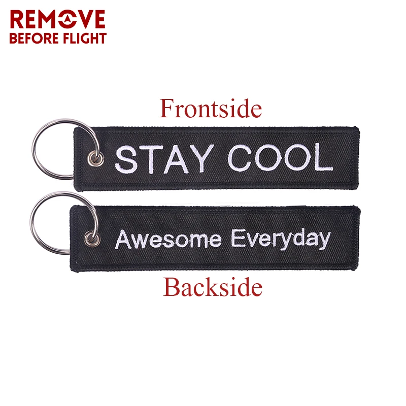100 PCS Fashion Jewelry OEM Key Ring Keychain Llaveros Safety Label Embroidery Customize Key Rings Chain for Aviation Gifts