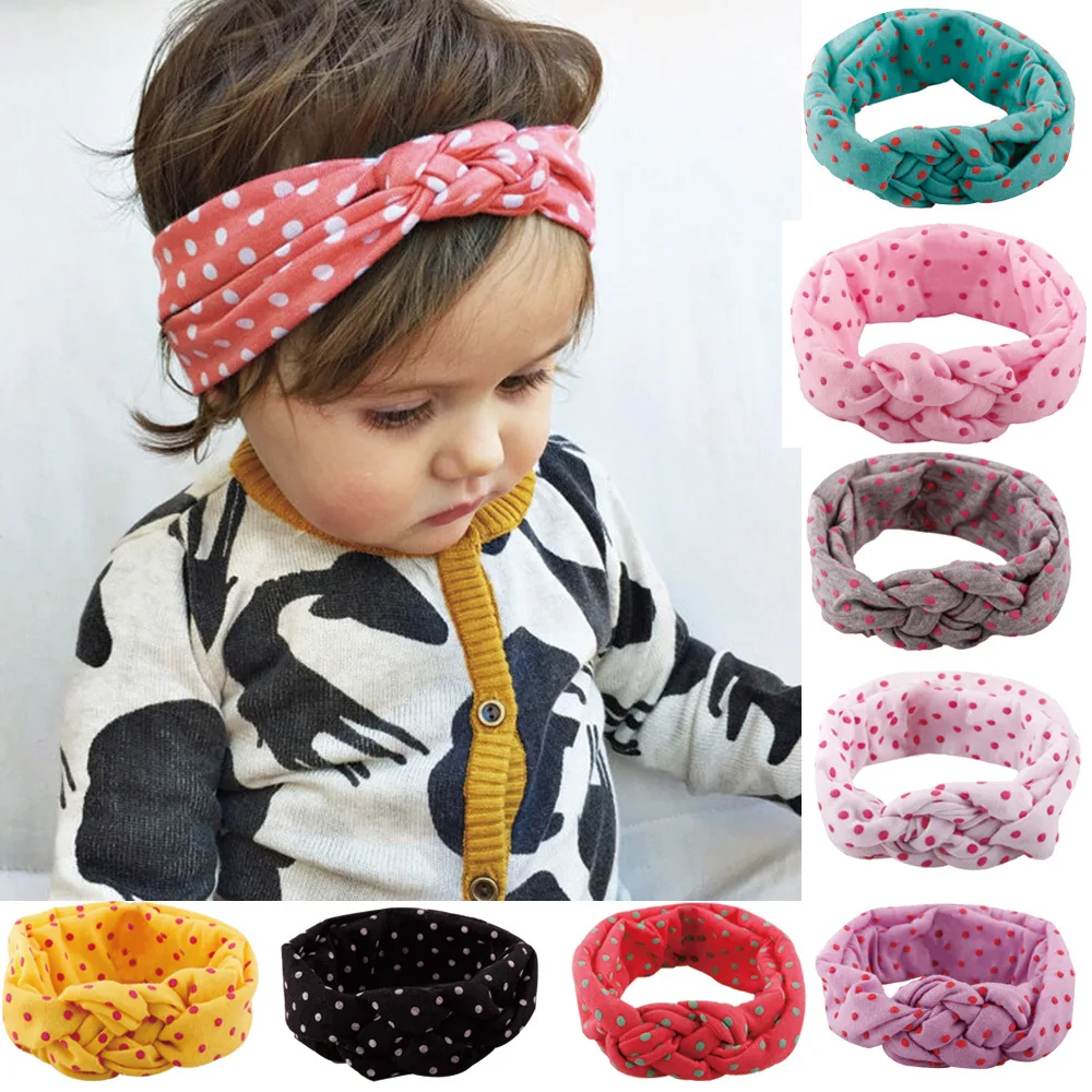 

8pcs/lot Fashion Baby Top Knot Headbands Baby Headwrap Polka Dot Cross Knot Baby Turban Tie Knot Headwrap Christmas Gift