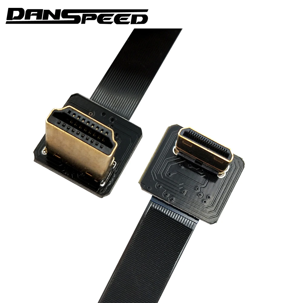 Danspeed 20 см M/M HDMI type A к Mini HDMI штекер под углом HD tv FPV плоский кабель для телефона камеры ТВ подключения