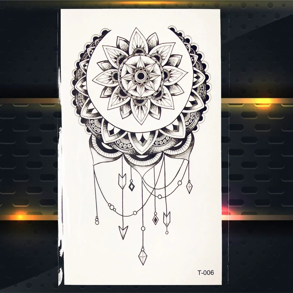 Черная моль водостойкая временная татуировка Кристалл Бриллианты узор