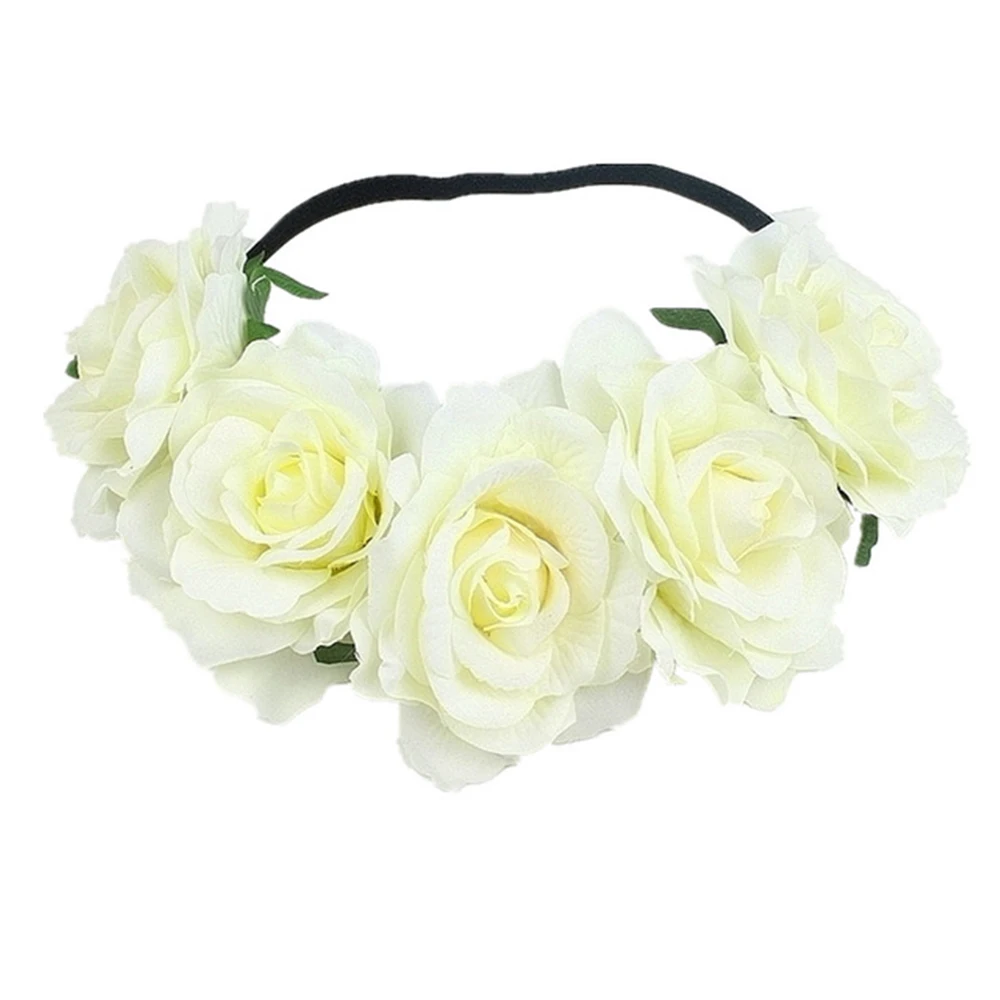 Women's Oversized Floral Crown Rose Flower Headband Wreath image 2