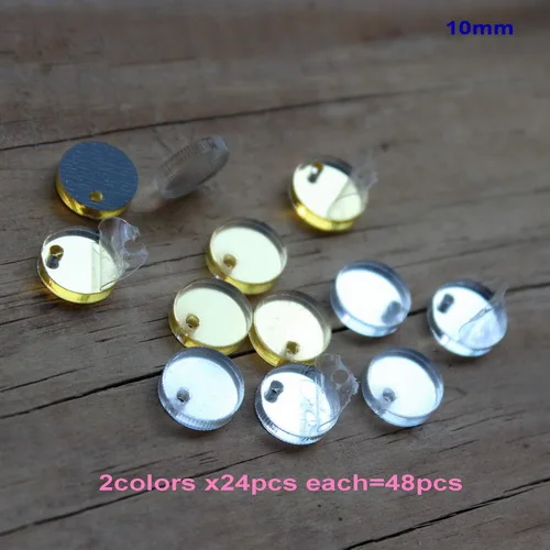 12 MM(0.47 In)48pcs 10/12/16/20 мм акриловые круглые отверстия для серьги диск золотистого и серебристого цветов; цвет зеркало лазерная вырез 0,3"-AC1028 - Цвет: 12 MM(0.47 In)48pcs