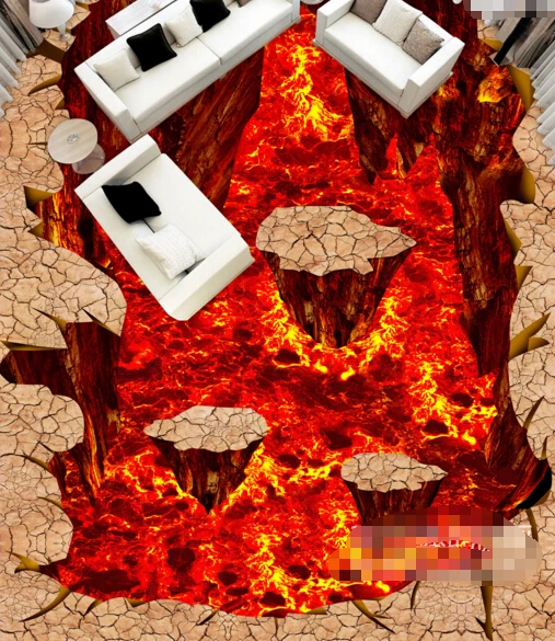 

[Self-Adhesive] 3D Red Flame Land 8 Non-slip Waterproof Photo Self-Adhesive Floor Mural Sticker WallPaper Murals Wall Print