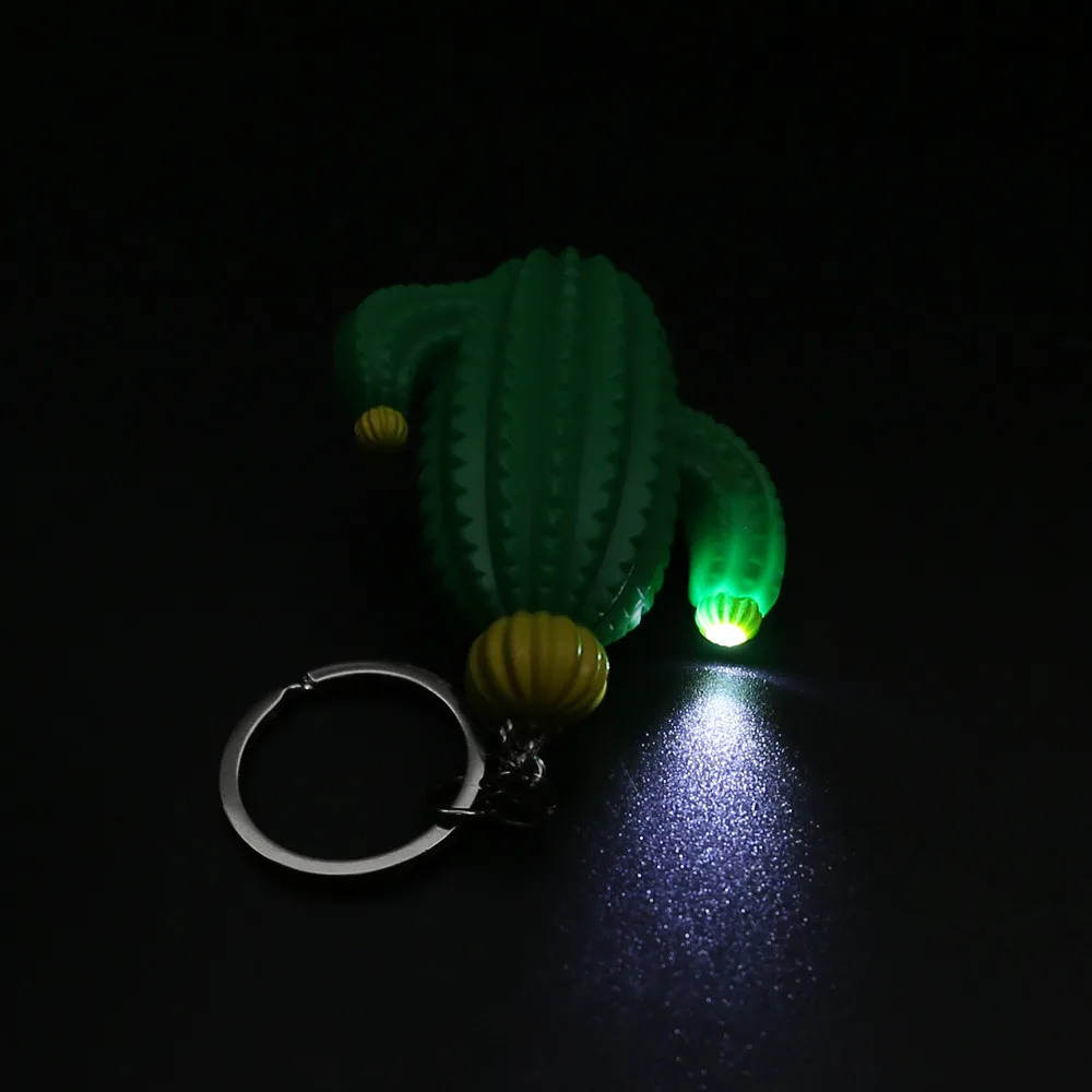 Cute Cactus Model Pendant Keychain With LED Light And Sound Keyfob Kids Toy Gift Trinket durable plastic (PVC) key ring | Украшения и