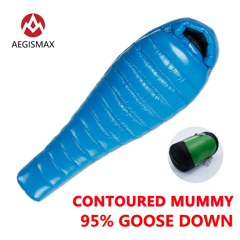 

Спальный мешок AEGISMAX, серия G, 95% белый гусиный пух, удлиненный спальный мешок для кемпинга на зиму для мам, Ультралегкая перегородка, дизайн с...