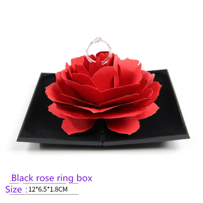 3D Pop Up Красная роза цветок кольцо коробка Свадьба обручение коробка для хранения ювелирных изделий Чехол держатель