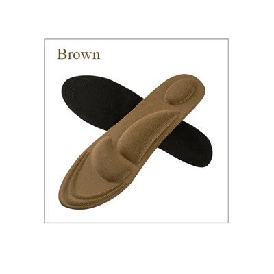 Brown 4D массажные стельки, мягкая губка, поддержка свода стопы, ортопедические стельки для обуви, обувь на высоком каблуке для мужчин и женщин, амортизирующие подошвы - Цвет: Brown