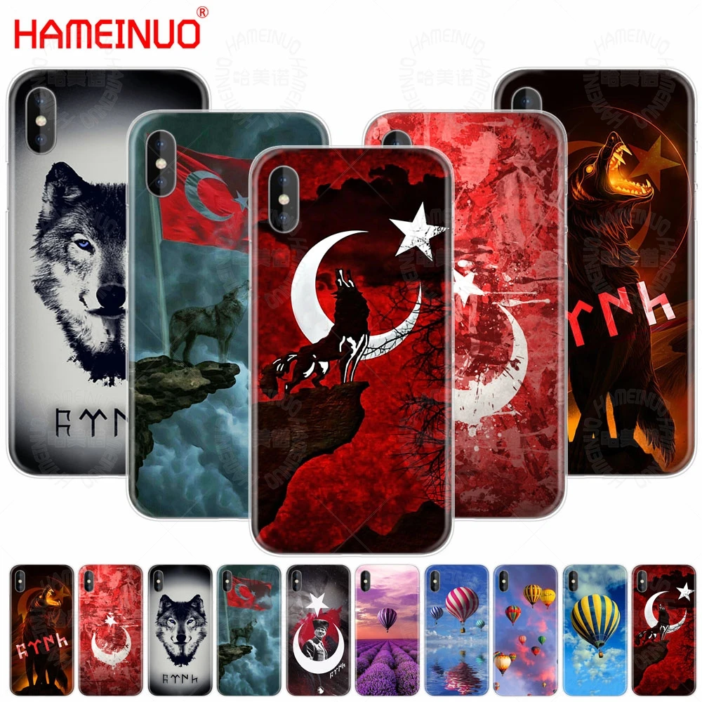 HAMEINUO с турецким флагом волка на воздушном шаре сотовый телефон чехол для iphone X 8 7 6