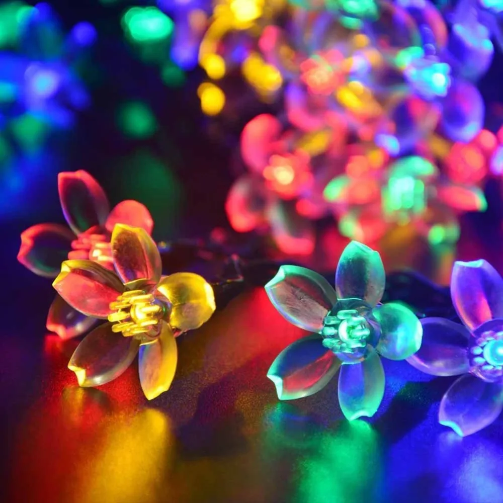 50 LED String Light Solar Powered Flower Lights Home Festival Decor Christmas for Outdoor Garden Party | Освещение