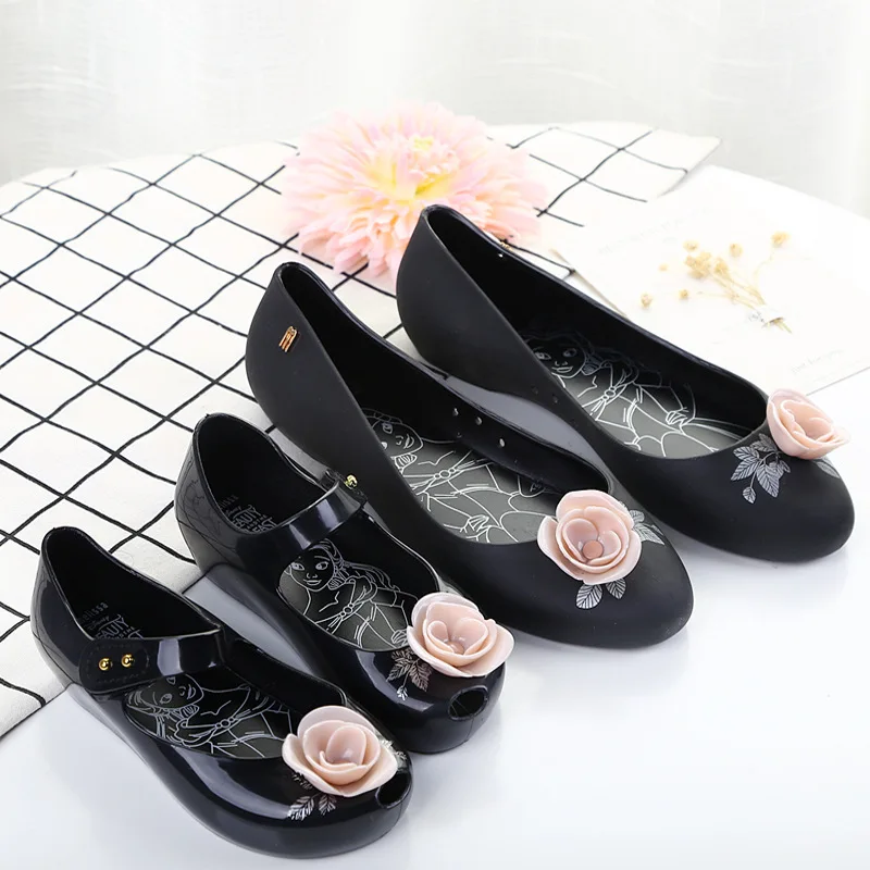 Мини Мелисса роза цветок 2019 летние женские силиконовые туфли для девочек