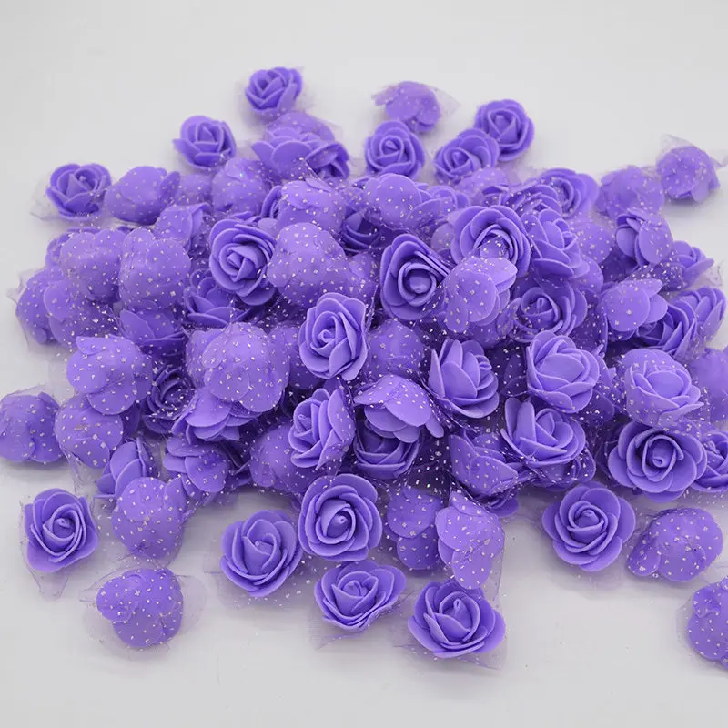 F13 Purple 50 шт./лот 3,5 см мини PE поролоновые головки роз Искусственные Шелковые цветы для дома и сада DIY помпон венки Свадебный декор принадлежности - Цвет: F13 Purple