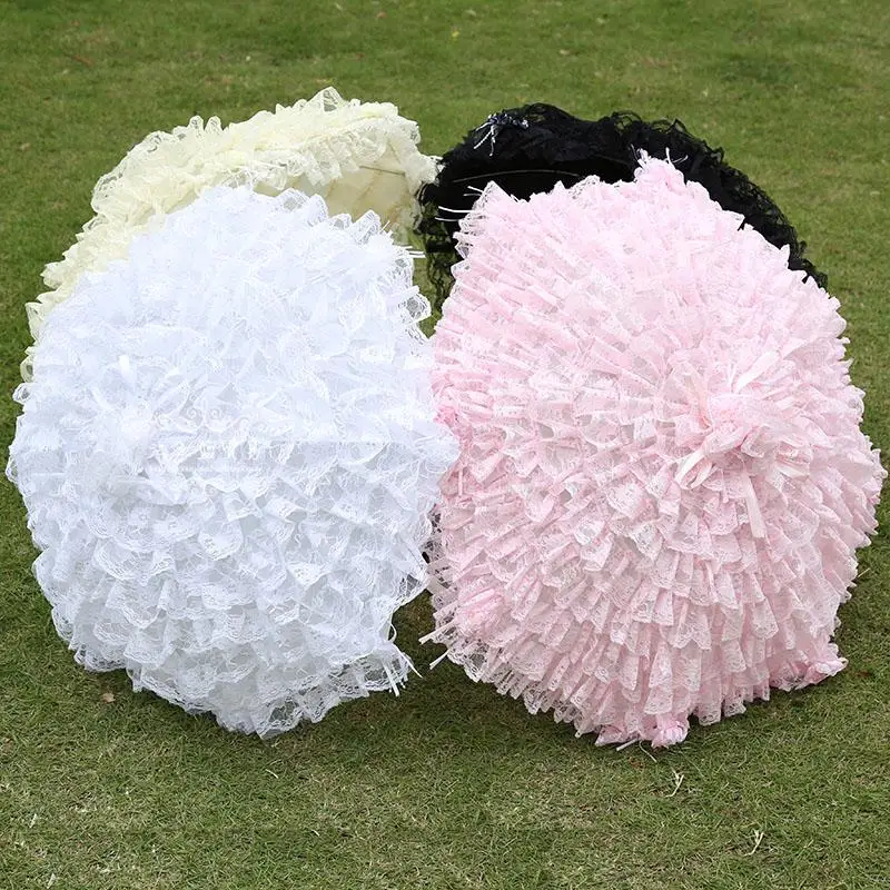 

Candy color long-handled Children Princess multilayer Lace Scaft Umbrella
