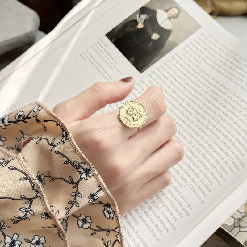 925 пробы фигурка из серебра кольца монеты 18 К золото девушка тиснение