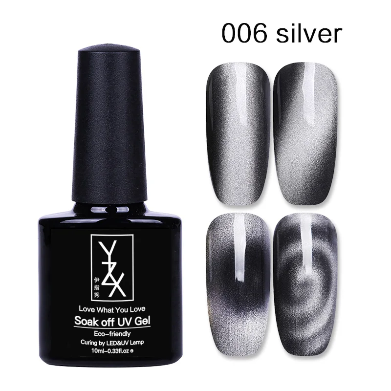 YZX New 6Bottle Mixed Nail Gel Set Cat's Eye Silver Translucent Red Amber Coloured Glaze Enamel Creative Glass 10Ml Varnish | Красота и