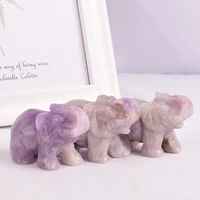 1 5 inch natural stone amethyst elephant figurine carved craft mini animal statues for kids room and miniature garden decoration