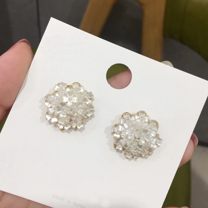 Женские серьги гвоздики с ракушками MENGJIQIAO новые корейские и японские цветами