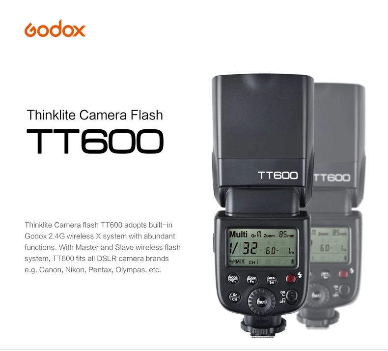 Godox TT600 TT600S 2,4G Беспроводная камера фотовспышка speedlight со встроенным триггером для Canon Nikon sony Pentax Olympus Fuji