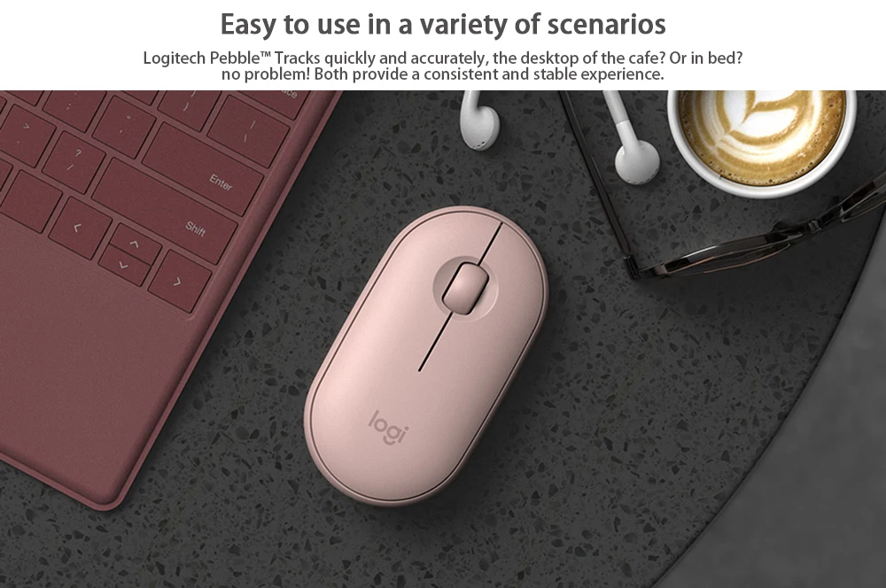Беспроводная Бесшумная мышь logitech PEBBLE с Bluetooth, тонкая и портативный светильник, Современная мышь с 1000 dpi 100g, Высокоточная оптическая мышь