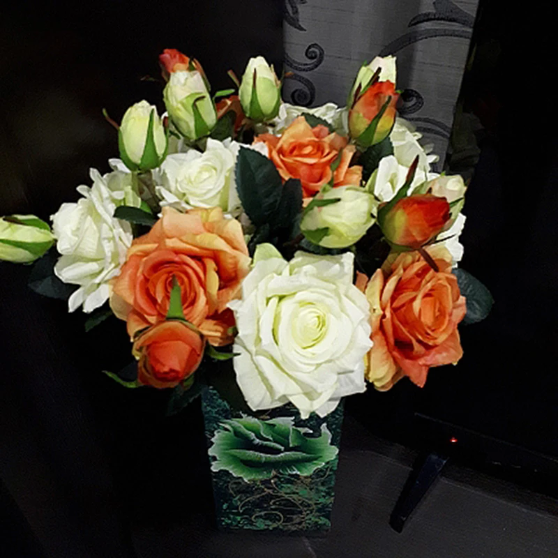 3/4/5 шт/Лот (1Bloom + 1Bud) цветные свадебные/вечерние/украшение дома искусственный шелк