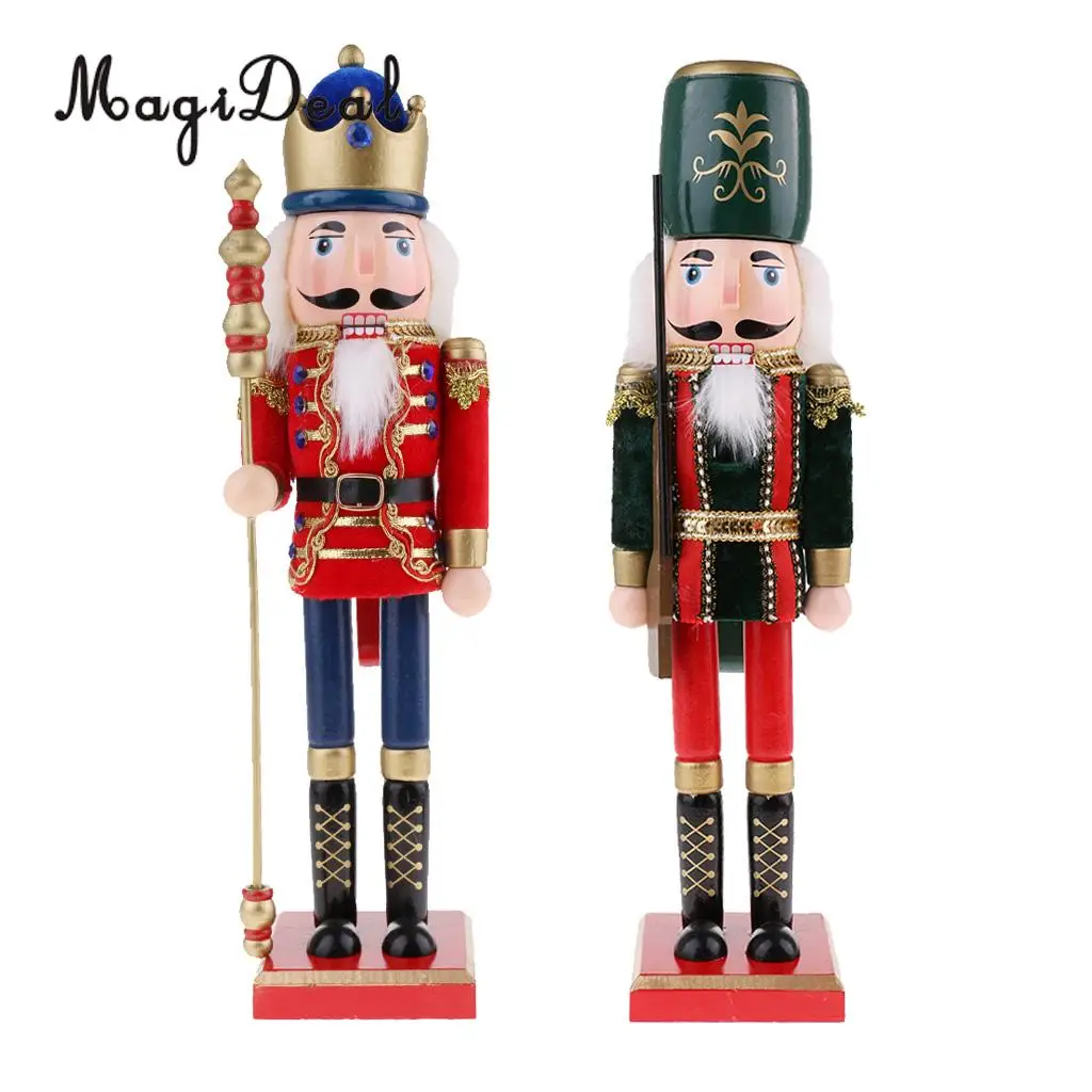 

2x 38cm Wooden Soldier Nutcracker Puppets Doll Figurine Christmas Decoration
