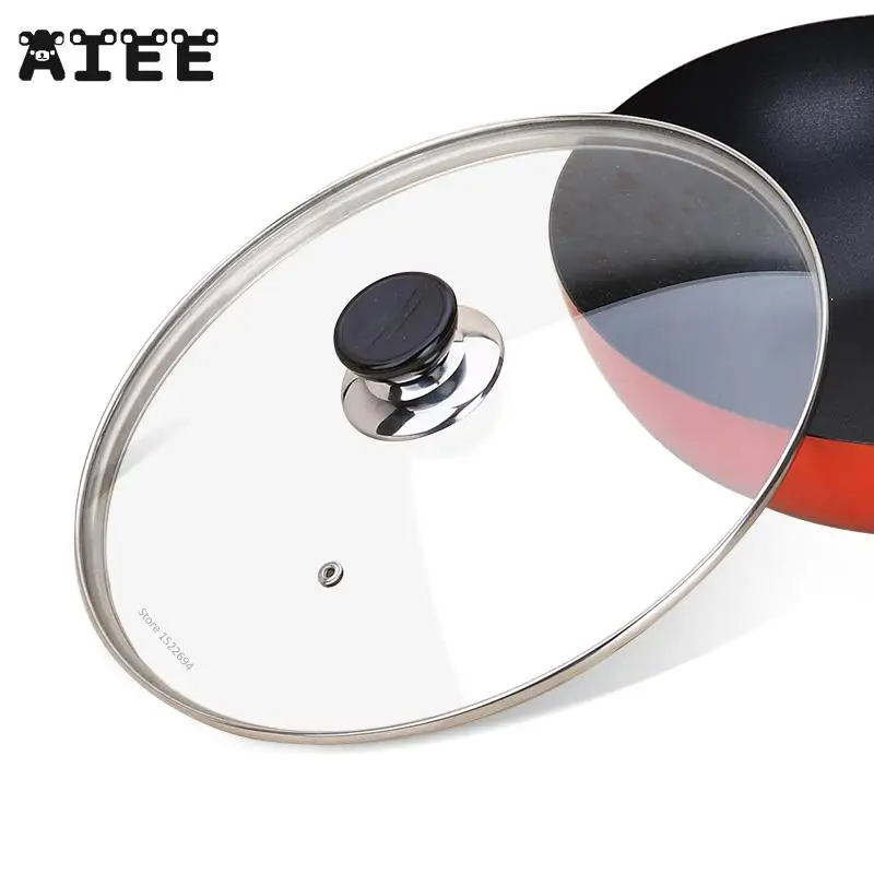 AIEE 1 шт. кухонная посуда усиленная стеклянная крышка Закаленное Wok Pyrex круглая