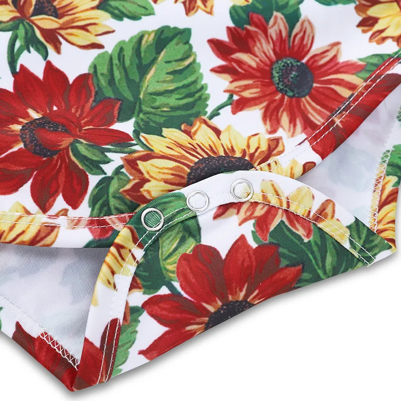 Cukoe/боди для новорожденных одежда с цветочным принтом маленьких девочек