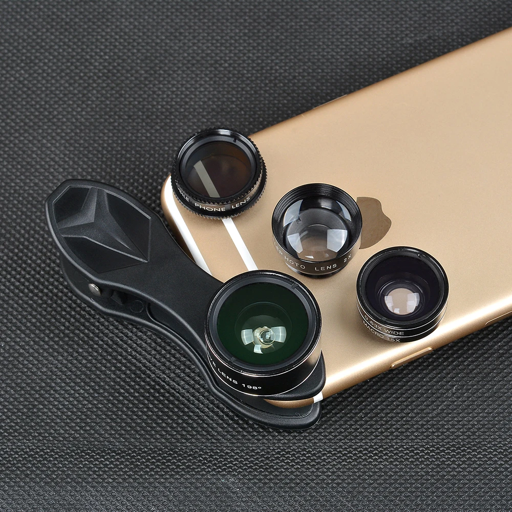 Apexel 5 в 1 Fisheye Широкий формат макрообъектив телескоп телеобъектив CPL мобильный телефон мини объектива камеры для iPhone Samsung Xiaomi