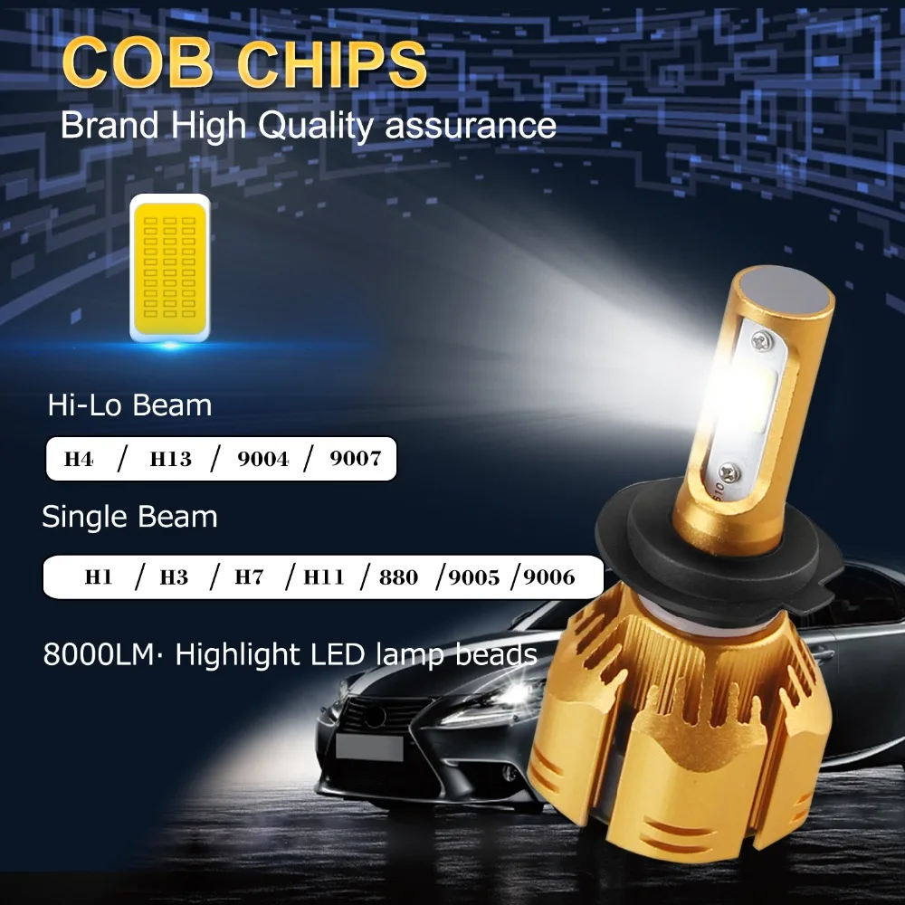 Лампы для автомобильных фар H7 H1 светодиодный H11 H8 H9 9005 9006 880 H3 H4 HB3 HB4 LED 9007 9004 H13 3000K