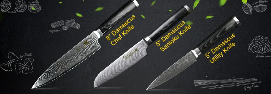 Дамаск ножи Chef Ножи японский Кухня Ножи Дамаск VG10 67 Слои Нержавеющая сталь Ножи Ультра Sharp Микарта ручки