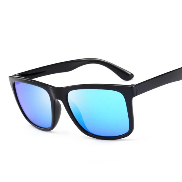 Bright Black Blue Поляризационные солнцезащитные очки, мужские, коричневые линзы, для вождения, спортивные, солнцезащитные очки для мужчин и женщин, квадратный цвет, зеркальные, ретро очки - Цвет линз: Bright Black Blue
