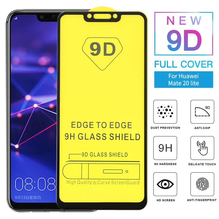 Vladimir 9D полный клей покрытие закаленное стекло для huawei mate 20 Lite Защитная пленка