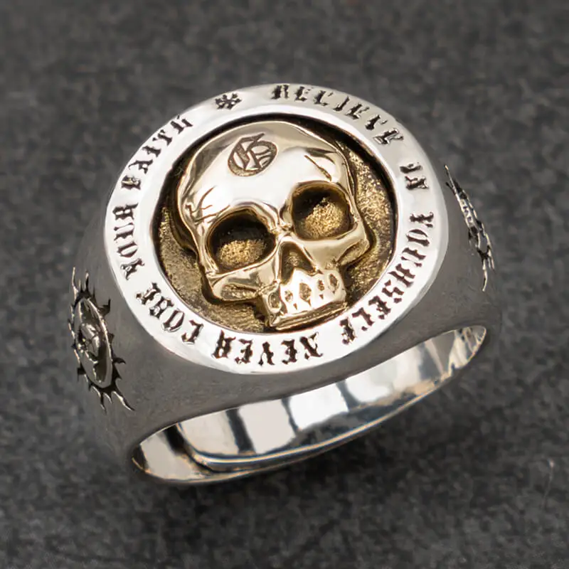 

Skull Silver rings for man Vintage Punk Sterling Silver fashion jewelry hippop street culture