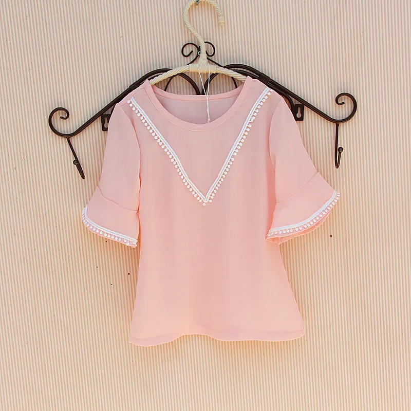 Футболки для маленьких девочек шифоновые футболки с короткими рукавами детская