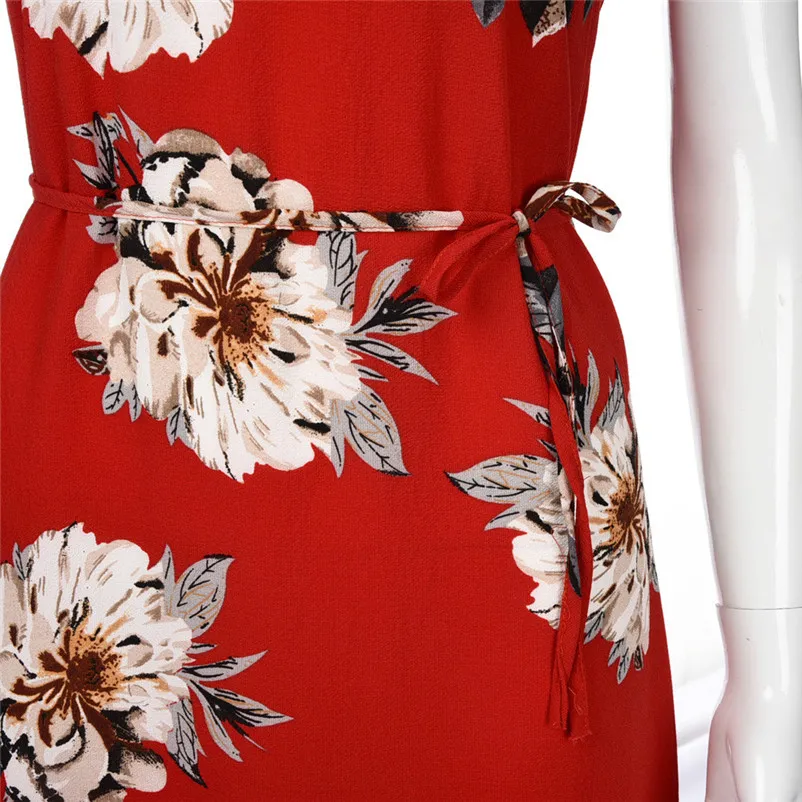 Модное летнее платье 2018 пляжное Для женщин с принтом без рукавов трапециевидной