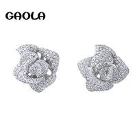 gaola 2017 fashion luxury cubic zirconia rose flower stud earrings for women brincos jewelry gle5356ay