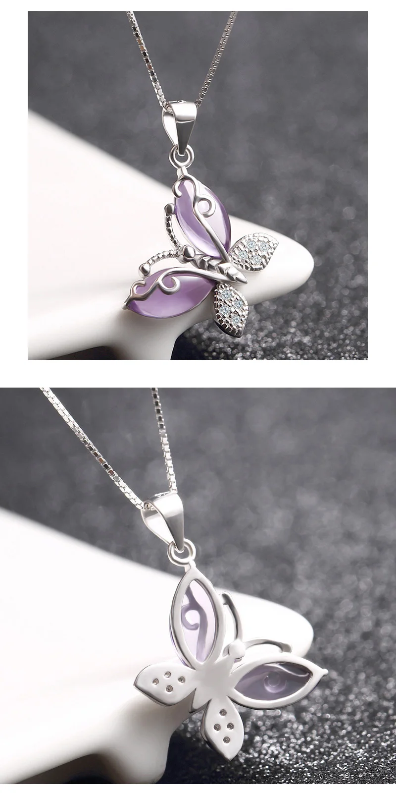 Butterfly Jewellry 925 Sterling Silver Crystals Butterfly Pendant Necklace for Women Engagement Fine Jewelry Choker