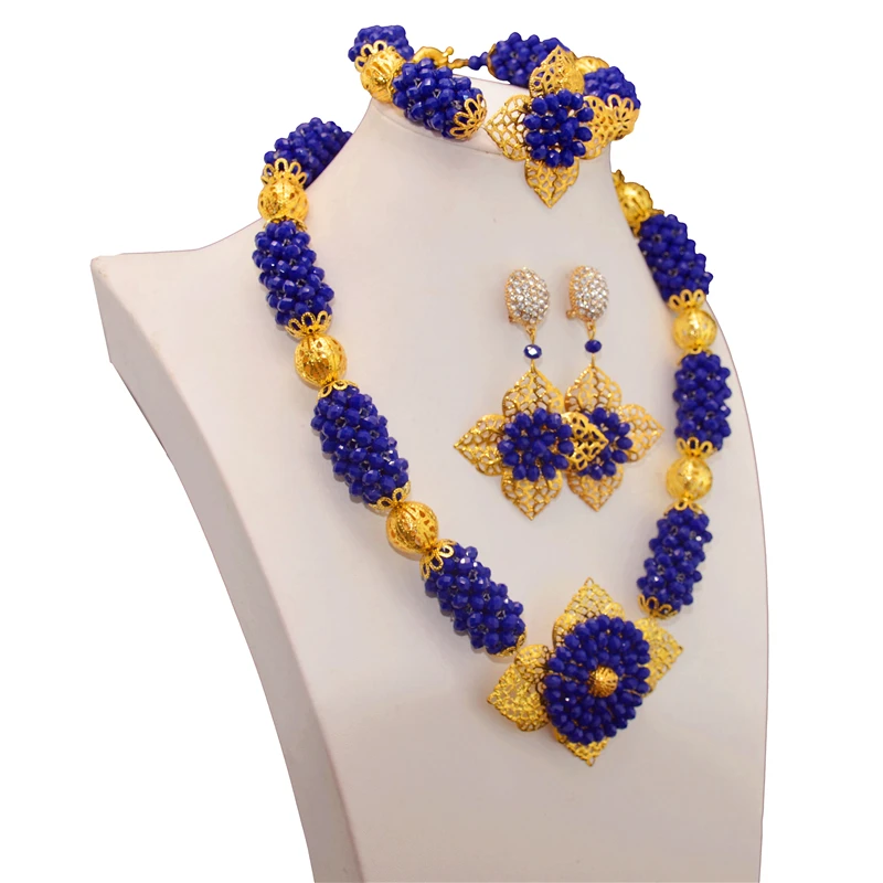 Настоящий хрустальный свадебный комплект ювелирных изделий из бисера индийский