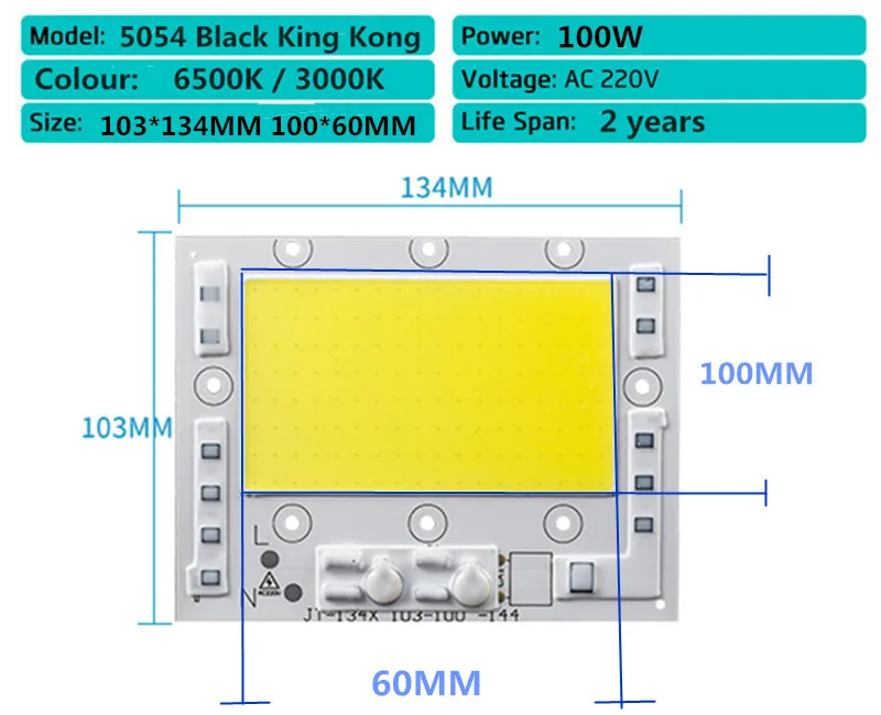 Светодиодный COB 5054, черный светильник King Kong, 35 Вт, 50 Вт, 100 Вт, 200 Вт, 220 В, Smart IC, подходит для DIY, высокая мощность, не нужен драйвер, прожектор, светильник