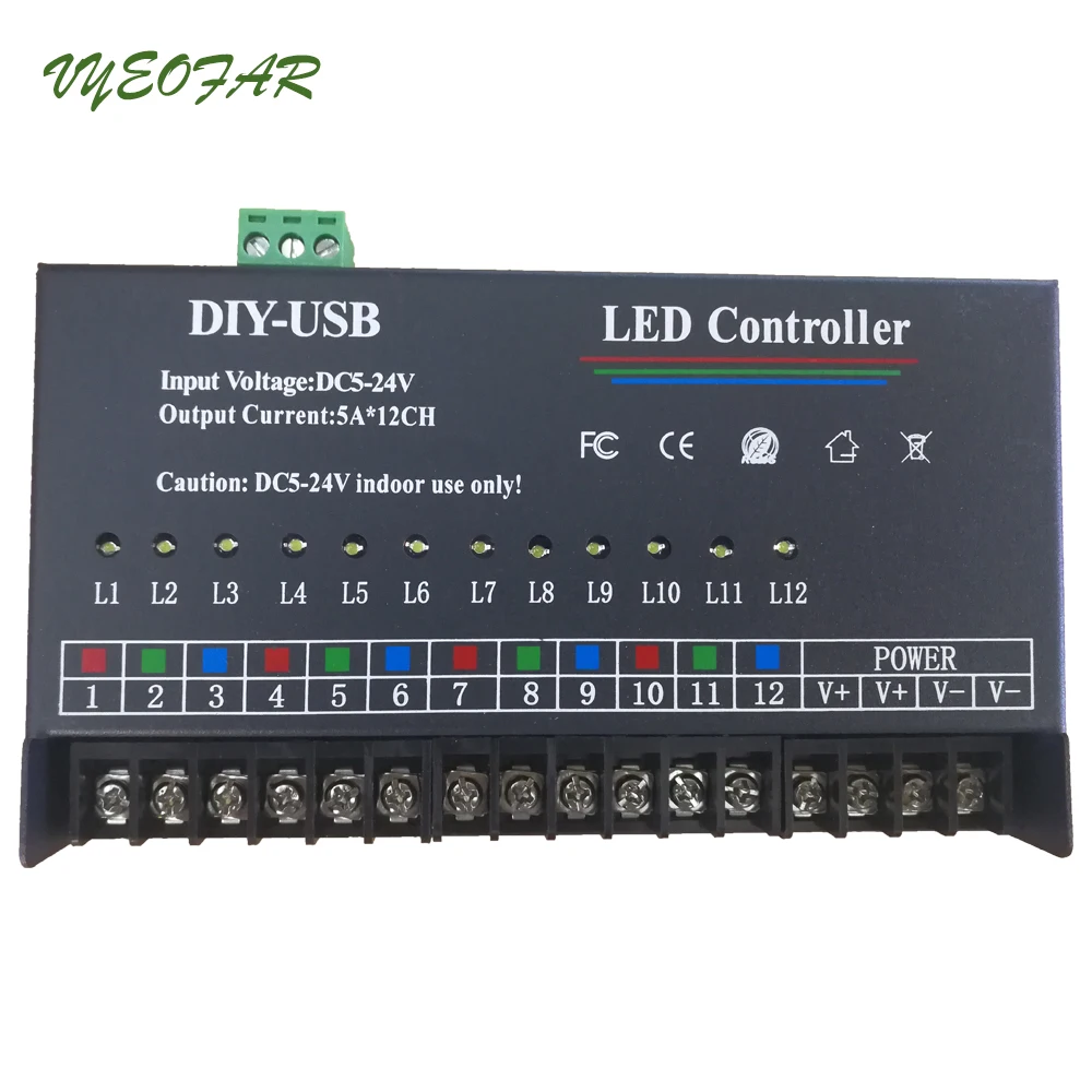 USB DIY светодиодный RGB RGBW контроллер 12 каналов программируемый контроллер 5A* 12CH; 12 каналов Светодиодный контроллер для 3528 и 5050 светодиодный полосы