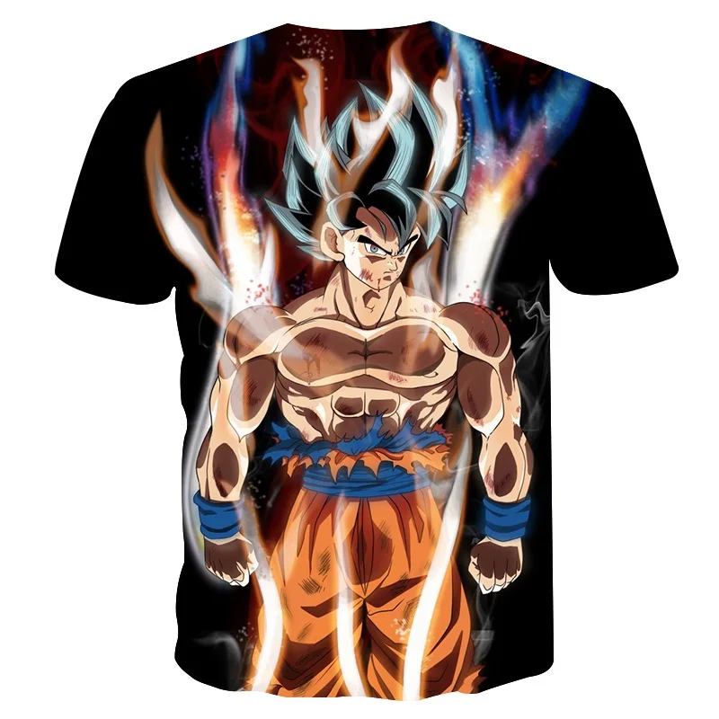 Мужские летние футболки Dragon Ball Z с 3D принтом Супер Saiyan Son Goku черная футболка Zamasu