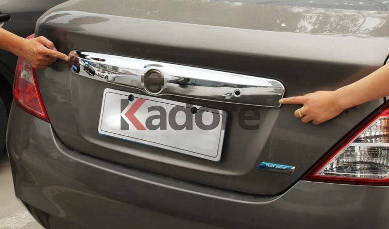 Для Nissan Versa Sedan 2012- яркий высококачественный АБС ХРОМ внешняя Задняя Крышка багажника полоса накладка с отверстием для ключа/без отверстия