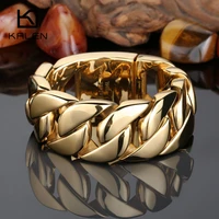 kalen high quality 316 stainless steel italy gold bracelet bangle mens heavy chunky link chain bracelet fashion jewelry gifts